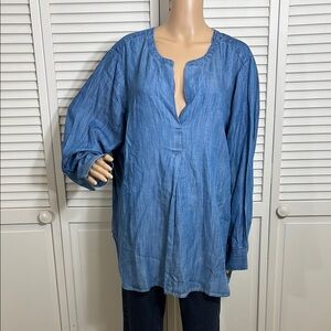 NWT Talbots Denim Chambray Tencel Lyocell Popover Size 3X